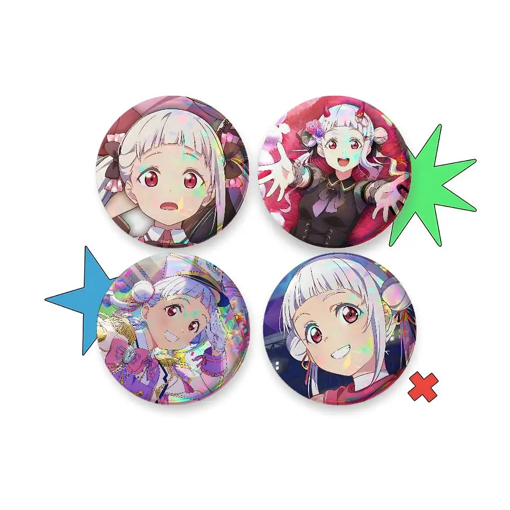 Cartoon Chisato Arashi For Badge Custom Laser Hologram Enamel Pin Badge Metal Lapel Brooch For Clothes Bag Accessory Gift