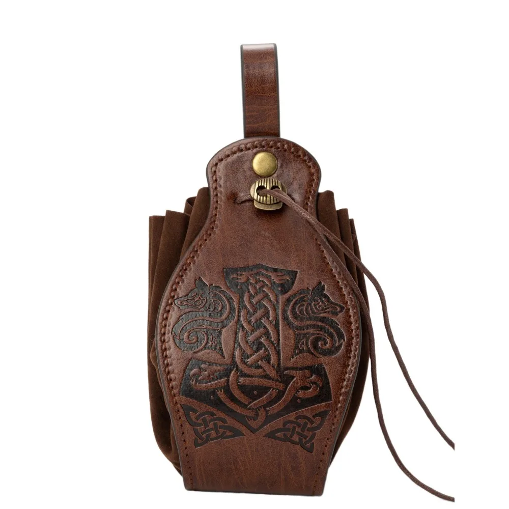 

Модная винтажная средневековая поясная сумка с узором дракона и волка на Хэллоуин, косплей, кошелек для монет, сумка на шнурке