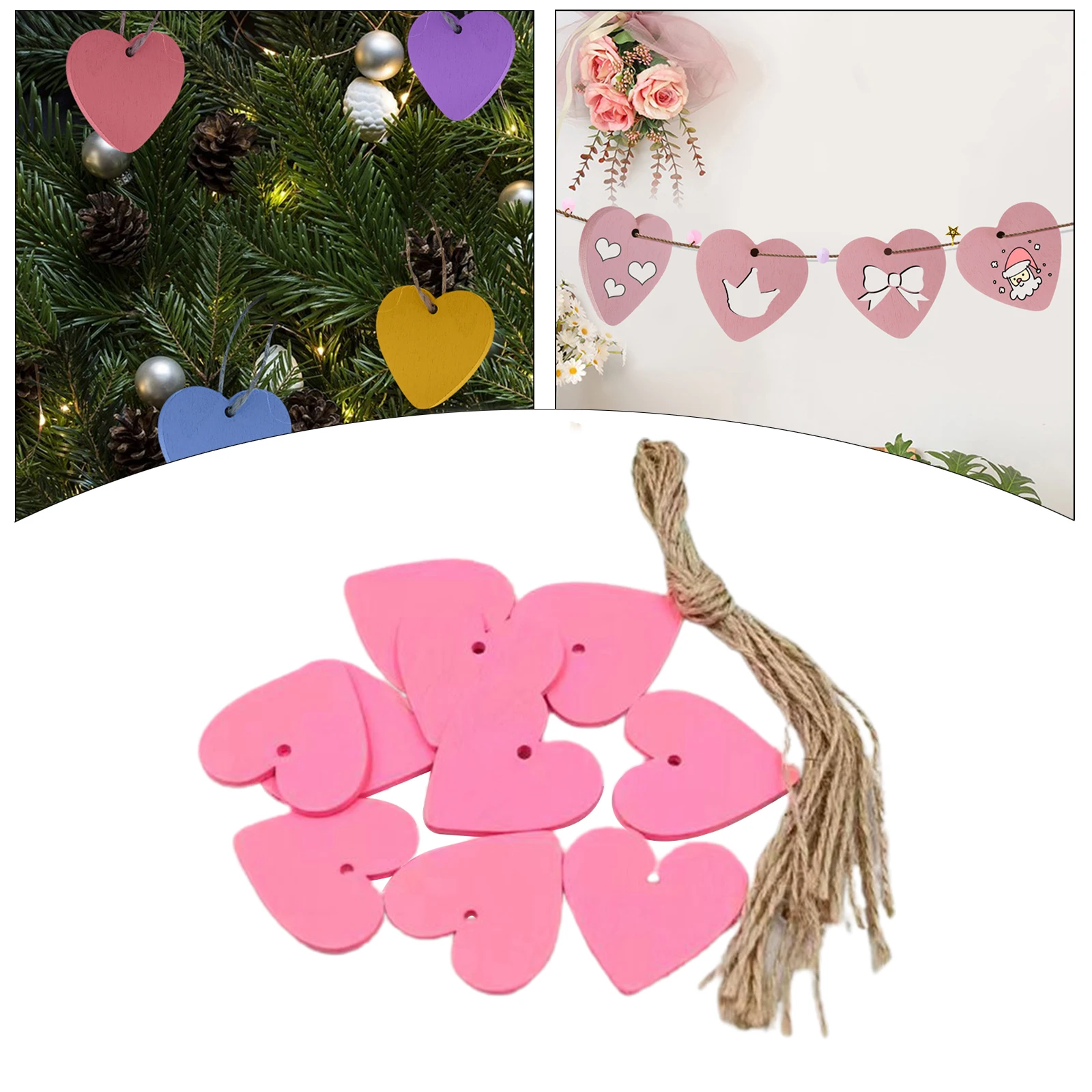 10pcs Simple Painted Small Wood Heart Message Gift Tags Signs Hanging Craft Supplies DIY Accessories Home Decoration 4x4cm