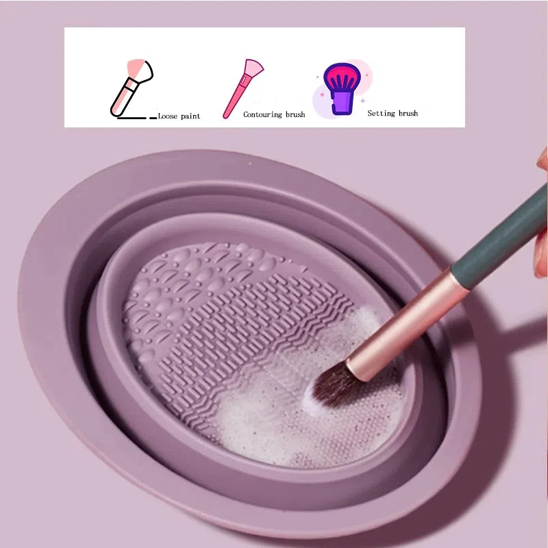 Cosmetic Brush Cleaner Silicone Folding Powder Puff Wash Brush Bowl Cleaning Pad Drying Net Pocket Beauty Tools Wholesale