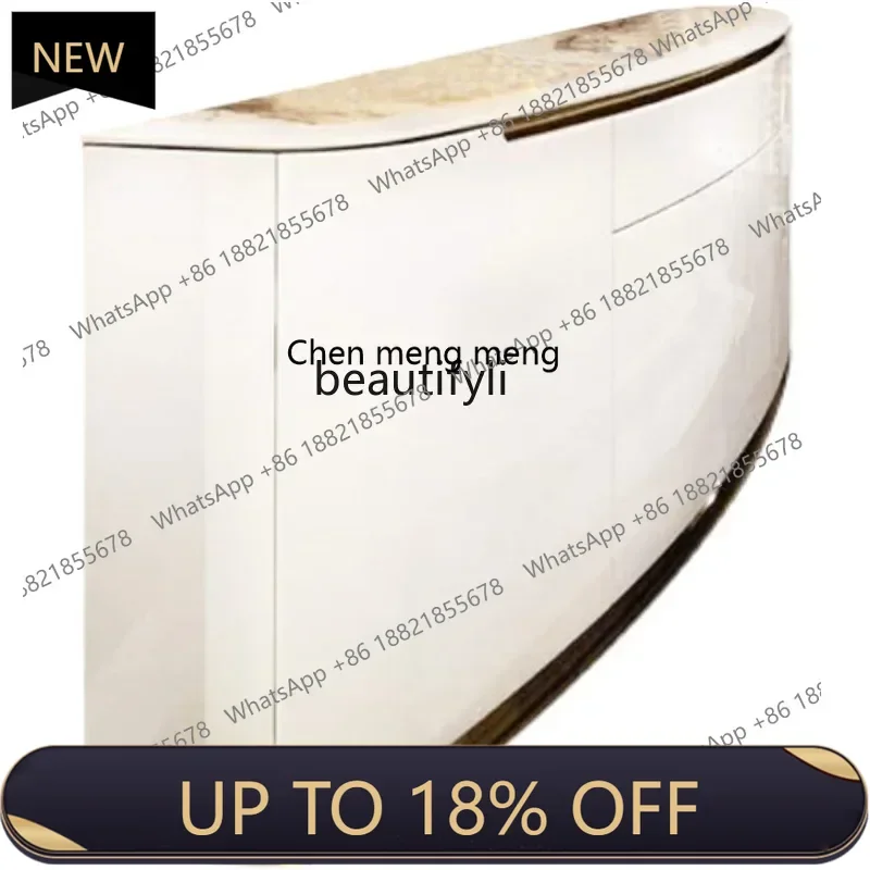 

P178 Italian Sideboard Cabinet Simple Entrance Cabinet Wine Marble Bowl Tea Cabinet Solid Wood Complete Set