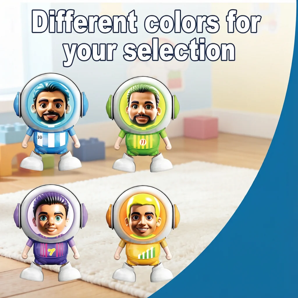 Cute Baby Footballer Astronaut Toys - 4 Colorful Walking Spaceman Action Figures, Fun Interactive Electric Walking Dolls for Kid view 4