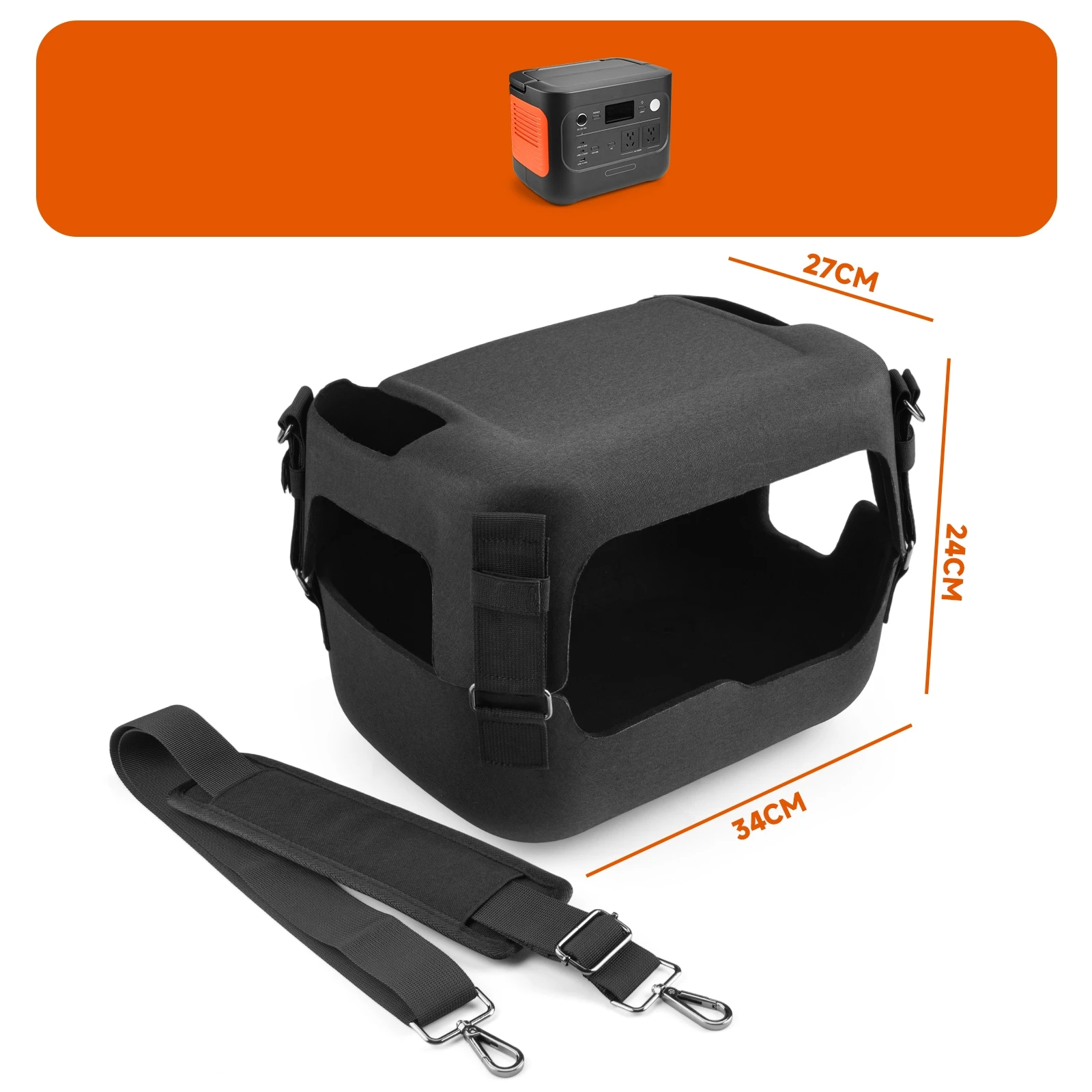 حقيبة حمل لـ Jackery Explorer 1000 v2 EVA حافظة واقية مقاومة للماء حقيبة تخزين للسفر مع ملحقات حزام الكتف