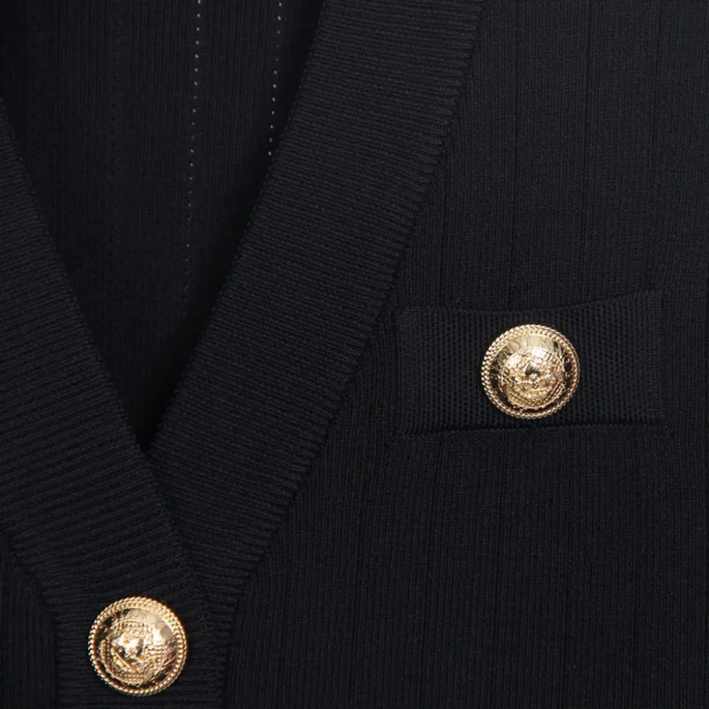 

Women's Fashion Classic Knitted Cardigan Spring Autumn High Quality Top Spot Detail Style