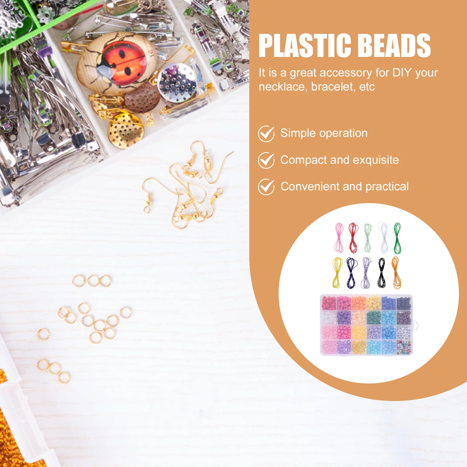 

1 set 1 Set Acrylic Bead Kit Plastic Loose Beads For Diy Jewelry Making Crafts Bracelet Necklace Pendant Decor Beads Supplies