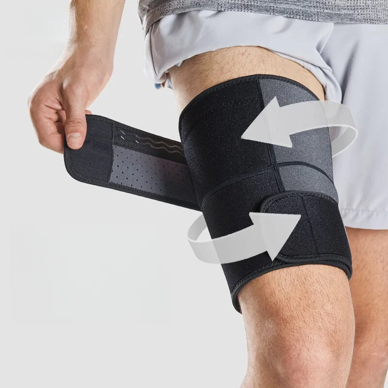 2PCS Thigh Wraps Support, Adjustable Compression Neoprene Thigh Sleeve Upper Leg Brace for Women Men Groin Muscle, Quadriceps