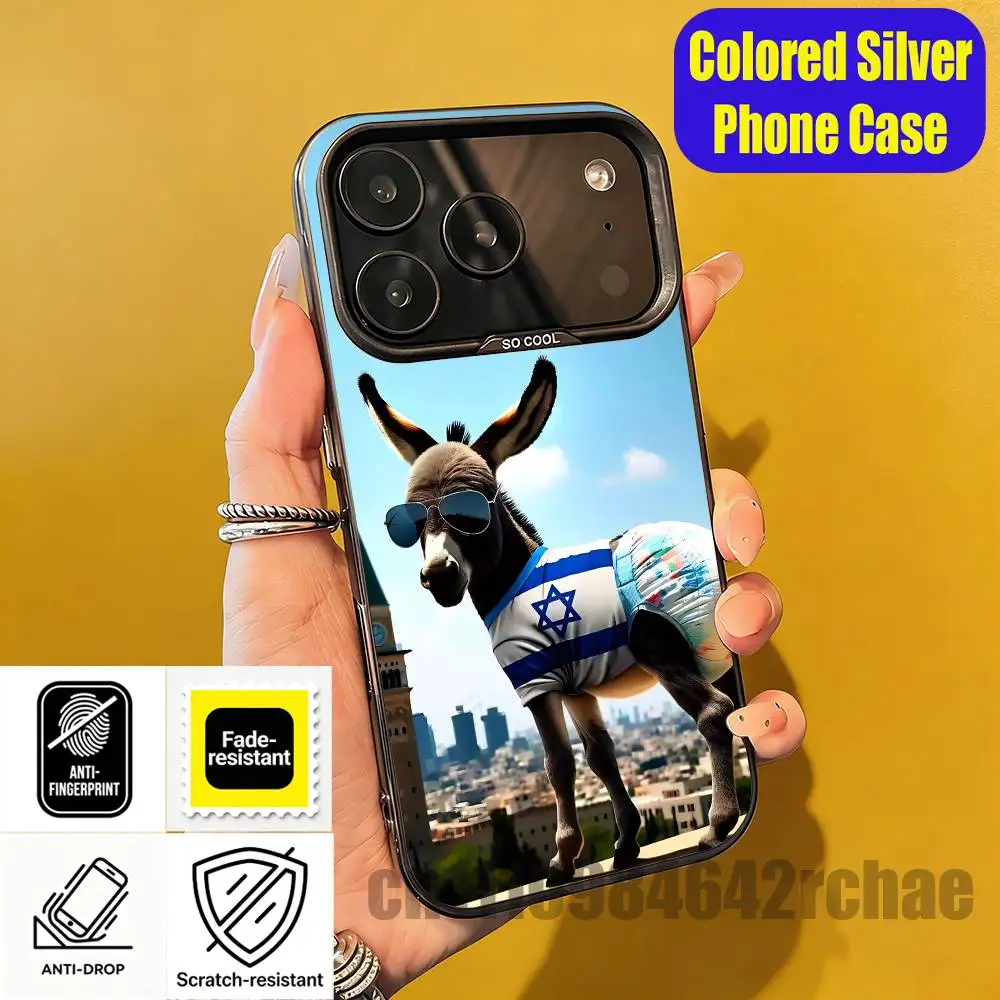 For Funny I-Israel Star Phone Case iPhone 15,16,12,14,13,17,11,E,Pro,Max,Plus,Air,Mini Color Silver DIY TPU  Cover
