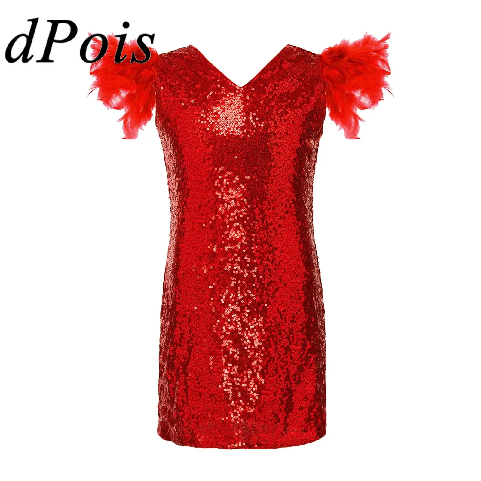 

Girls Holiday Tassel Metallic Festival Dance Costume Shiny Dress Sequined Rave Stage Performance Dancewear Birthday Party Dress