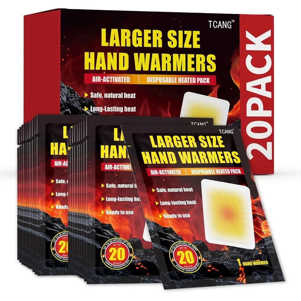 Long-Lasting Disposable Hand Warmers - 20 Hours of Heat - Pack of 6/20 for Outdoor & Sports Use