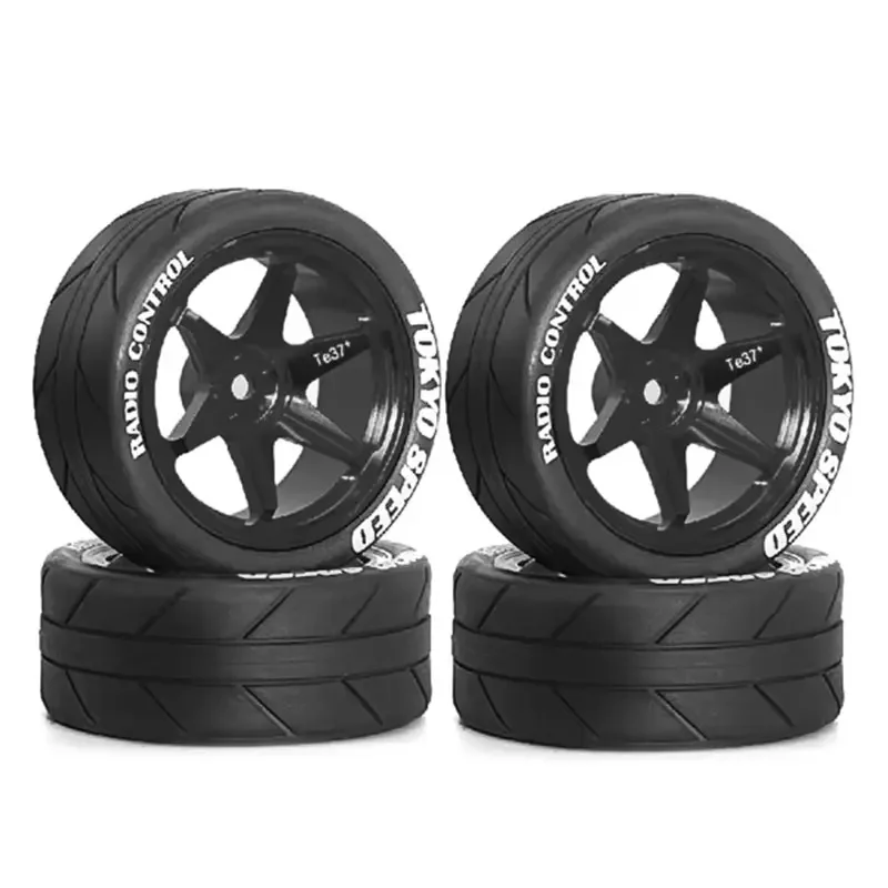 

65mm Universal Wheel & Tire Set (12mm Hex) - Unassembled for 1/10-1/14 On-Road RC Cars