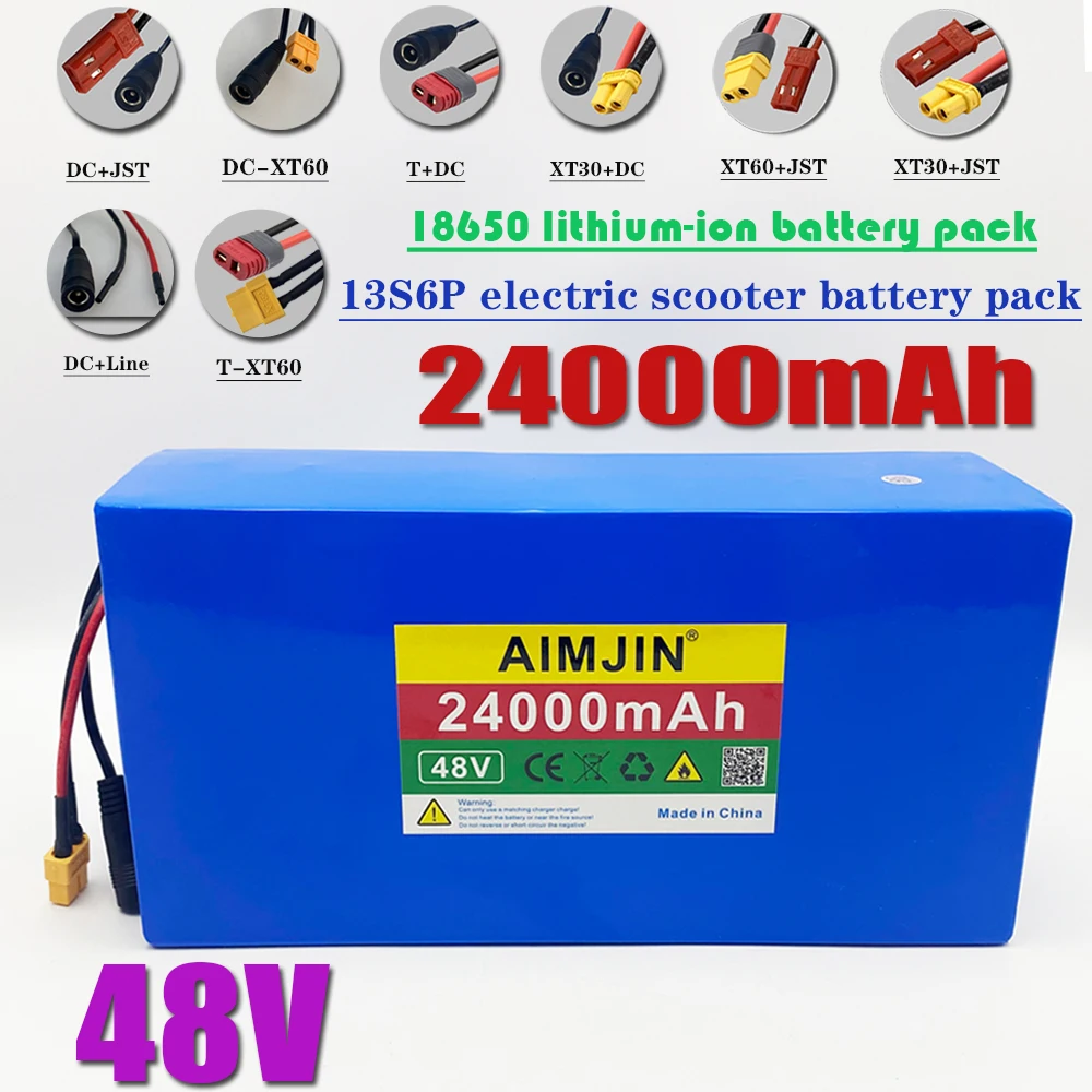 

100% new 48V 24000mAh 13S6P Li-ion Battery Pack 2000W Citycoco Motorized Scooter Battery Built In 50A BMS+54.6V Charger