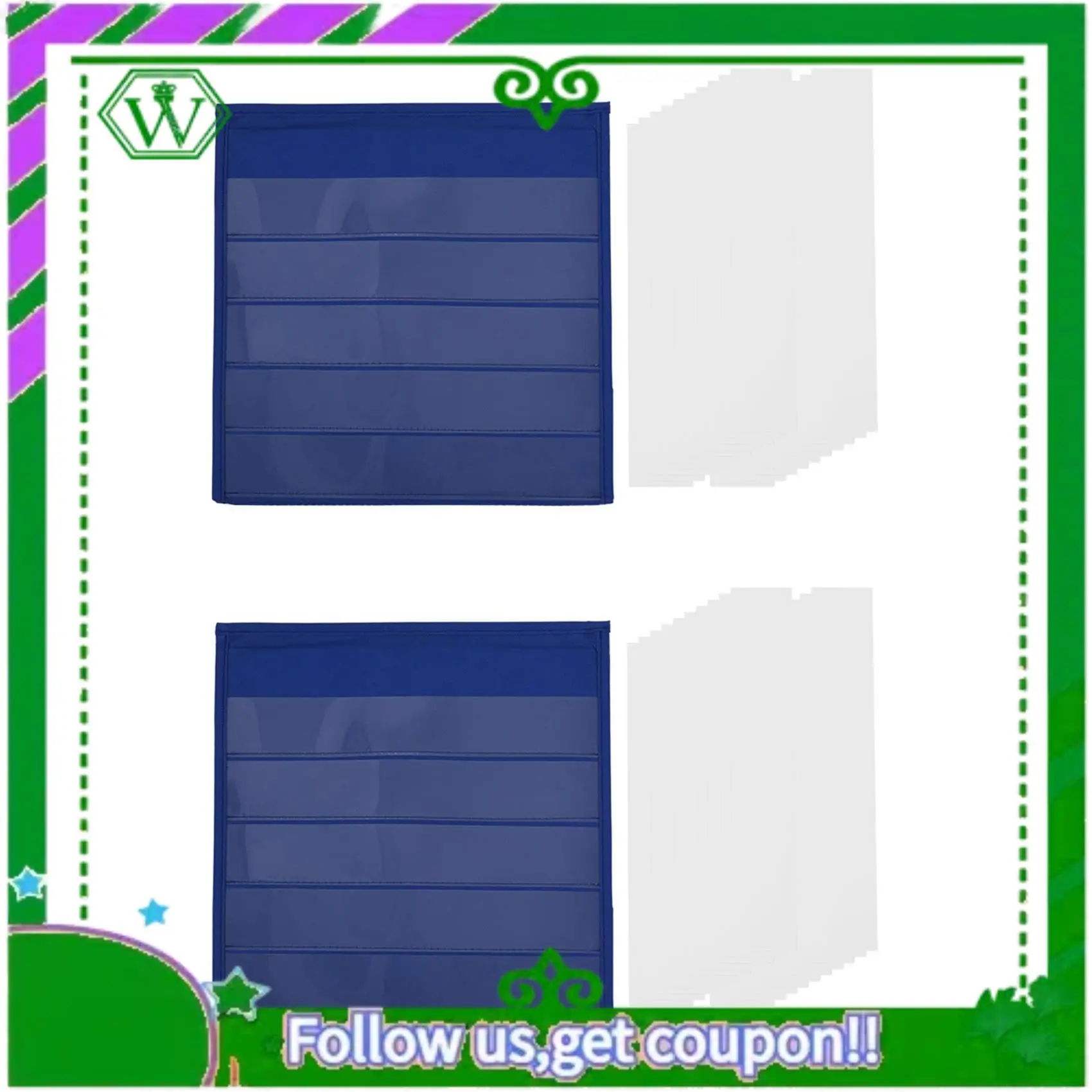 ABIK-2X Tabletop Desktop Pocket Chart Table Top With Bonus 20X Dry Erase Cards,Desktop Tabletop Teaching Pocket Chart