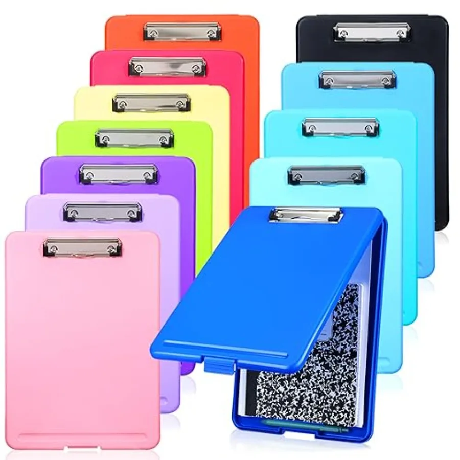 

12 Pcs Plastic Clipboard with Storage Heavy Duty Portable Writing Boards for 150 Sheet A4 Paper with Pen Holder Large Capacity