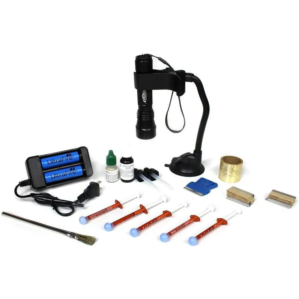 

Glass Repair Kit - Fix BB Holes, Bulls-Eye Breaks, and Rock Chips in Plate Glass Windows