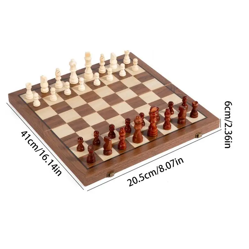 Magnetic Wooden Folding Chess Set for Adults and Kids Game Board Interior Storage Family Gift