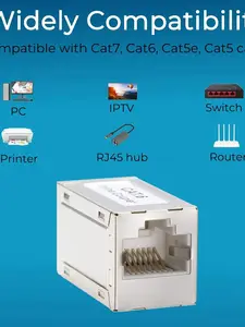 CAT 5/6/7/8 Network Ethernet Dual Straight Head Lan Cable Joiner Coupler RJ45 CAT 5/6/7/8 Extender Plug Network Cable Connecto