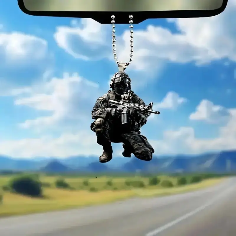 Simulation Special Forces Car Pendant New 2D Plane Acrylic Car Rearview Mirror Decoration Pendant Car Interior Accessories