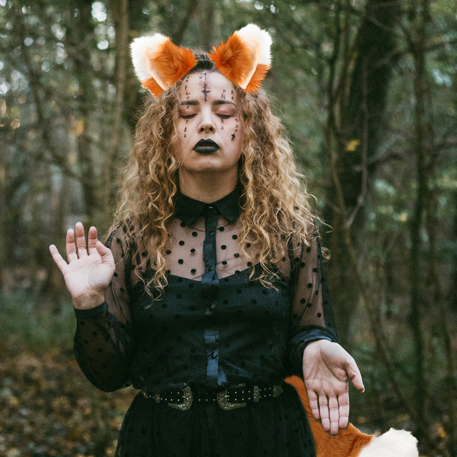 

Faux Fox Ears Headband with Tail Party Costume Decorative Hairband for Women Theme Masquerade Prop Adults Festival Party