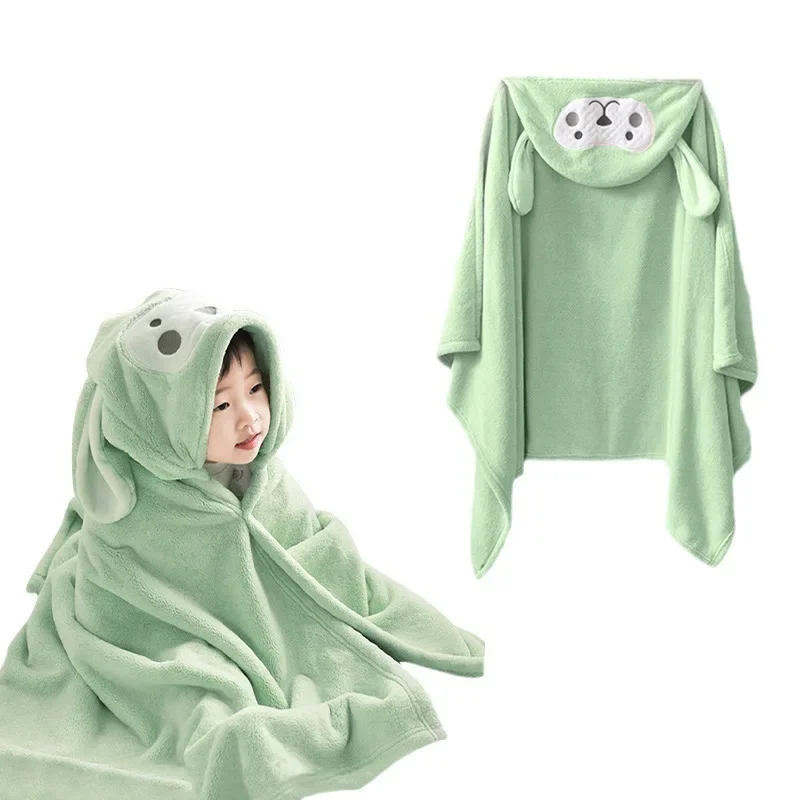 

Children's Bath Towel Coral Fleece Baby Hooded Cloak Baby Bathrobe Cartoon Quick Drying Bath Towel Can Be Worn for Bathing