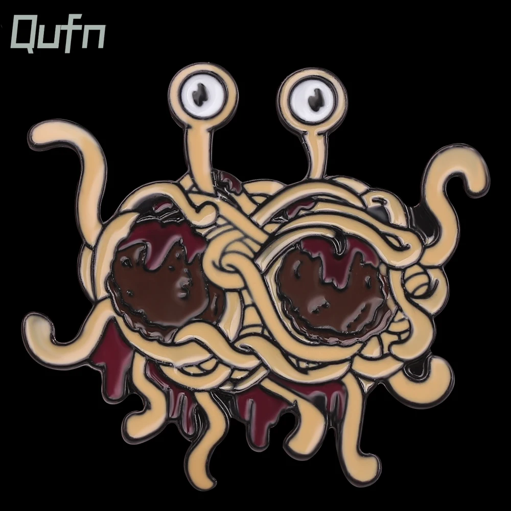 Flying Spaghetti Monster Brooch Cartoon Octopus Shape Noodles Brooches Women Lapel Pin Fashion Enamel Brooch Jewelry