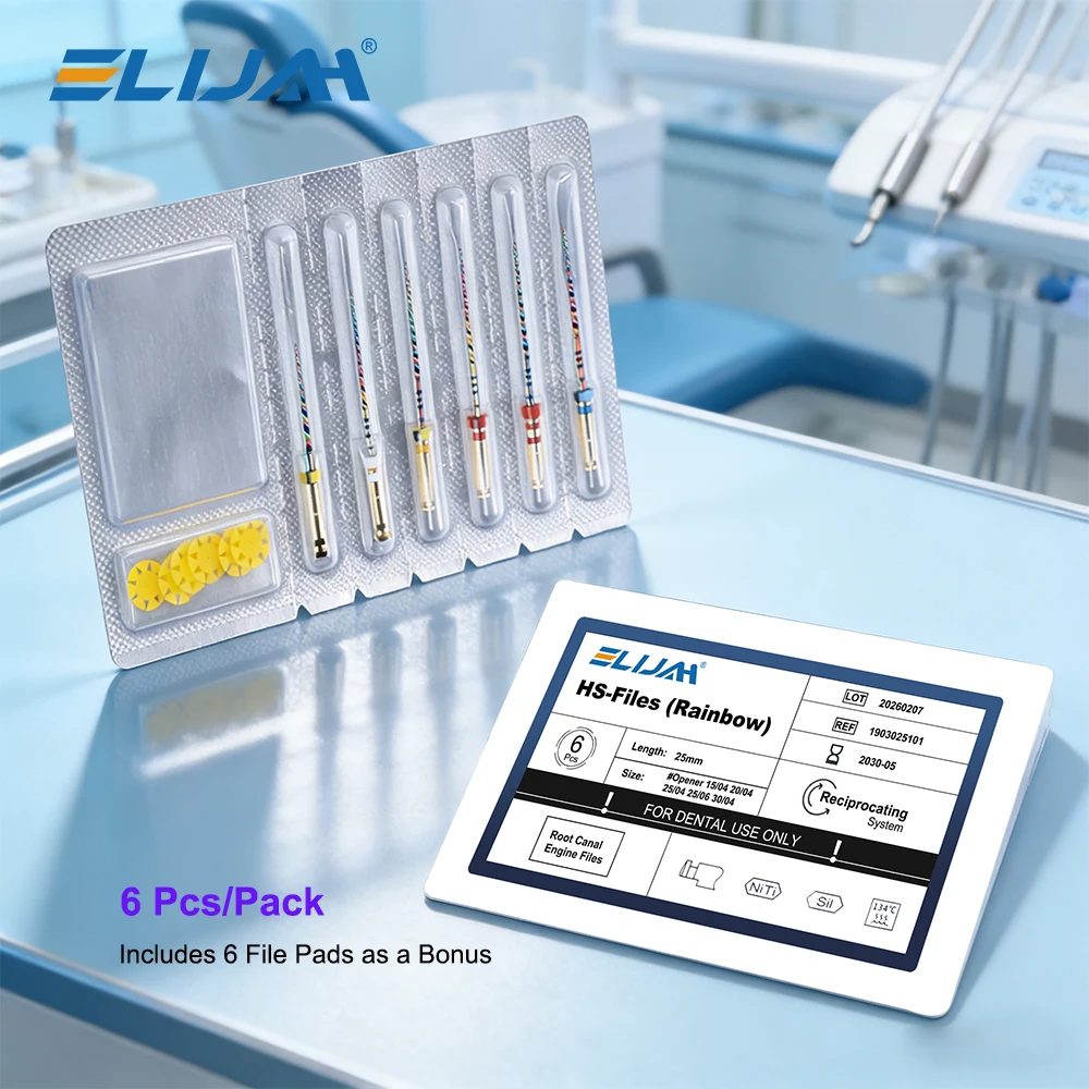 

ELIJAH 6 шт./упак. Капсульные стоматологические файлы HS (Rainbow) из термообработанного NiTi для корневых каналов, автоклавируемые, эндодонтические, роторные