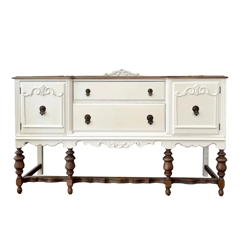 خزانة مدخل على شكل زهرة منحوتة صلبة فرنسية قديمة، خزانة تقسيم زخرفية صغيرة لغرفة المعيشة بألوان متباينة #5