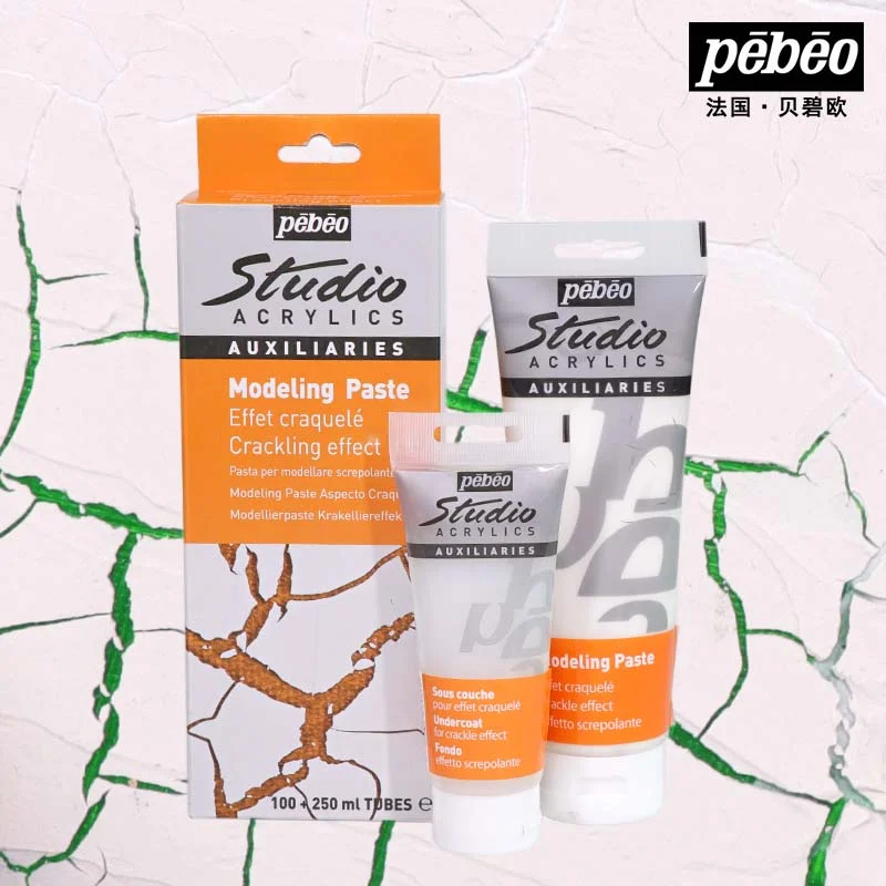 Pebeo Phase Kit-2 tubi 100 Ml + 250 Ml Studio acrilico pasta modellante effetto Crackled ideale per la creazione di trame bianche