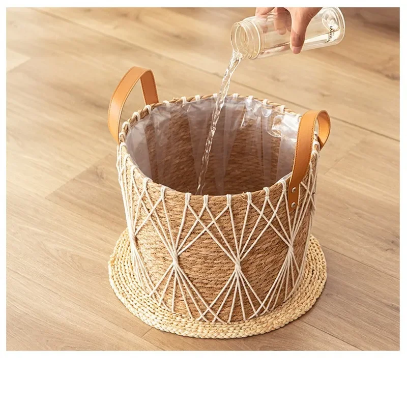 Planter Wikcer Basket With Kniting Decoration Natural Flower Pot Home Decor Garden Bamboo Seagrass Storage Baskets