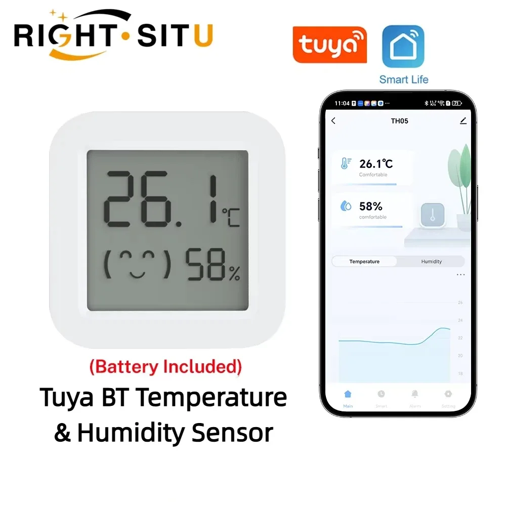 Tuya Humidity Temperature Sensor LCD Screen Bluetooth-Compatible APP Remote Controlled  Monitor for Home Environment Smart Life