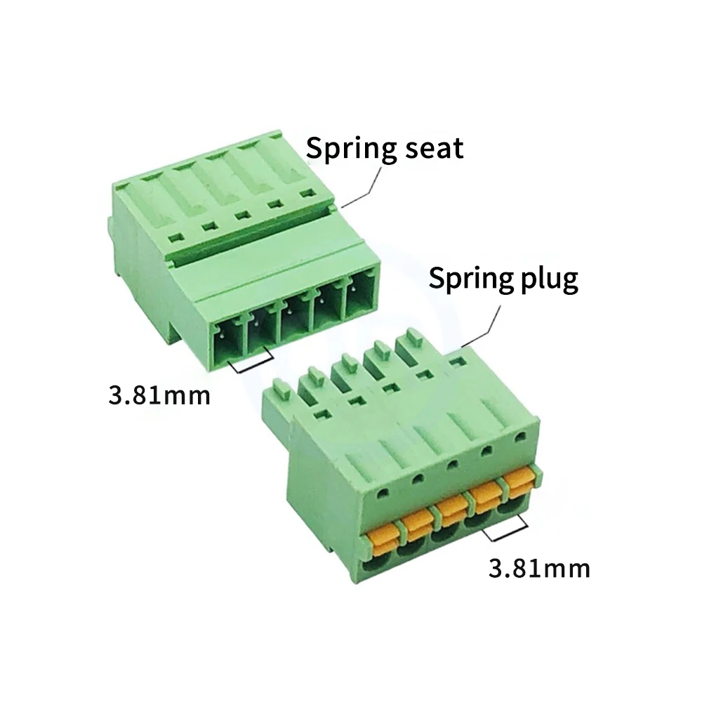 

(5 pcs) 15EDGKDP 3.81mm Solderless Screwless KF 15EDGKD Plug-In Terminal Block Spring Press Butt 2EDGKDR 2-24Pin