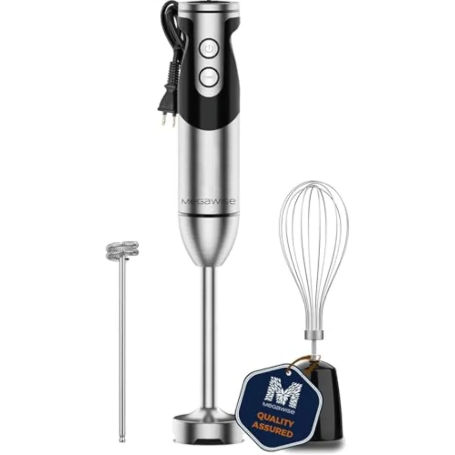 High-Power Hand Blender 400W Max Power with Versatile 3-in-1 Attachments Blending Shaft Whisk Chopper ; Ergonomic Design with A