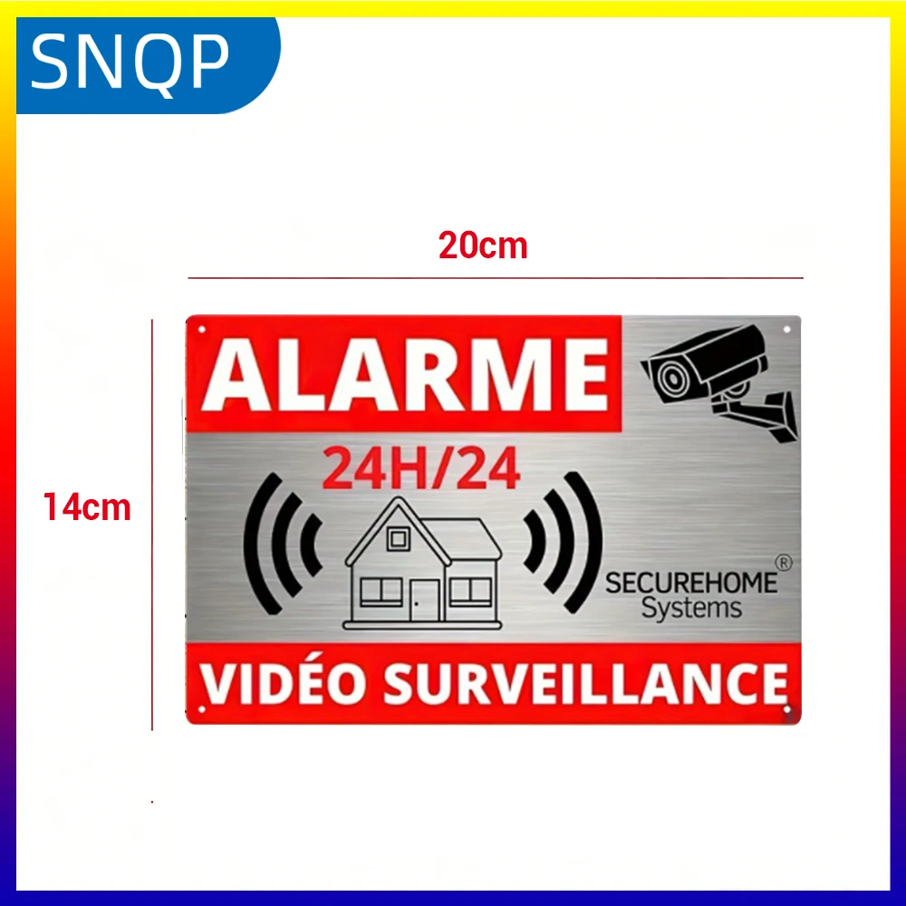 Placa de Monitoramento em Metal Ferroso: Propriedade Privada com Vigilância por Vídeo - Sinalização de Segurança Escovada