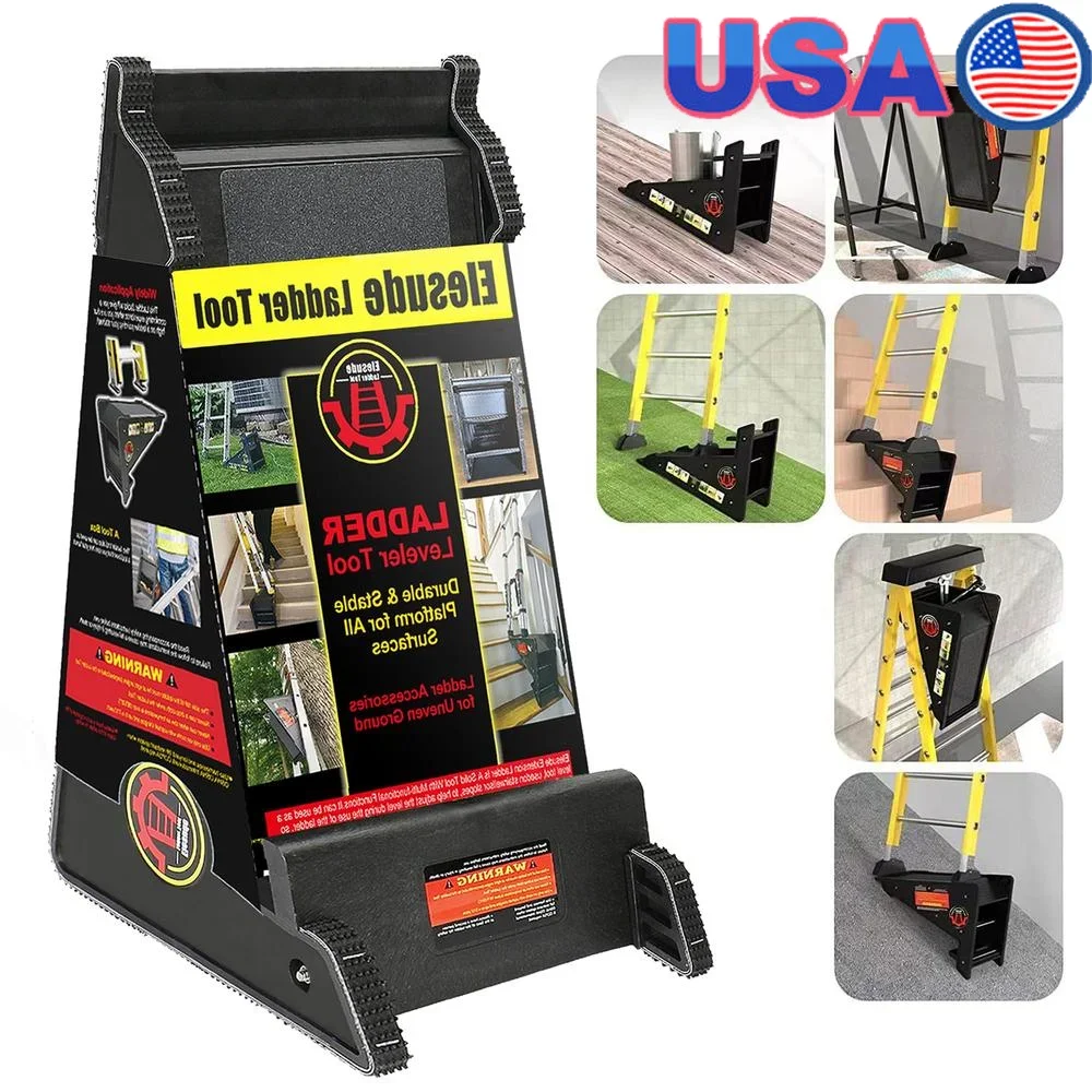 Ladder Leveler,Pitch Hopper Ladder Stabilizer Stair Ladder with Storage Ladder Leveling Tool,Ladder Jacks,Easy to Use,Stable