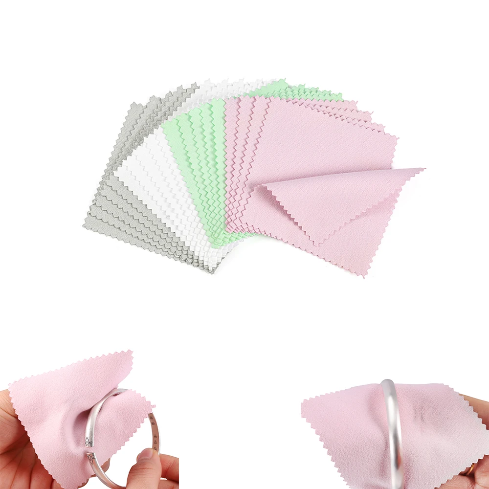 50pcs Polish Polishing Cloth Silver Color Cleaning Polishing Cloth Soft Clean Wipe Wiping Cloth For Silver Gold Jewelry Tool