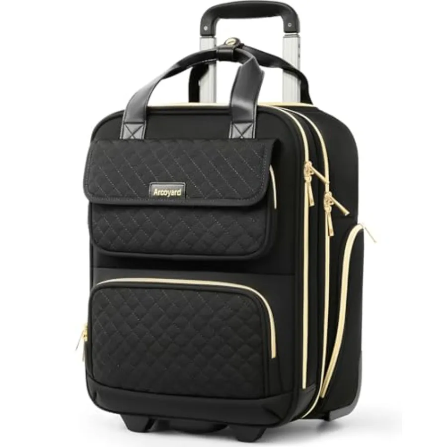 

Underseat Carry On Luggage with Wheels Airline Approved Personal Item Luggage 16-Inch Multi-functional Underseat Luggage Lightw