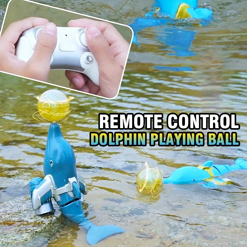 

Rc Boat Remote-Controlled Dolphin with Ball Simulated Double Propeller Radio-Controlled Animal Electric Model Toy Kids Gift