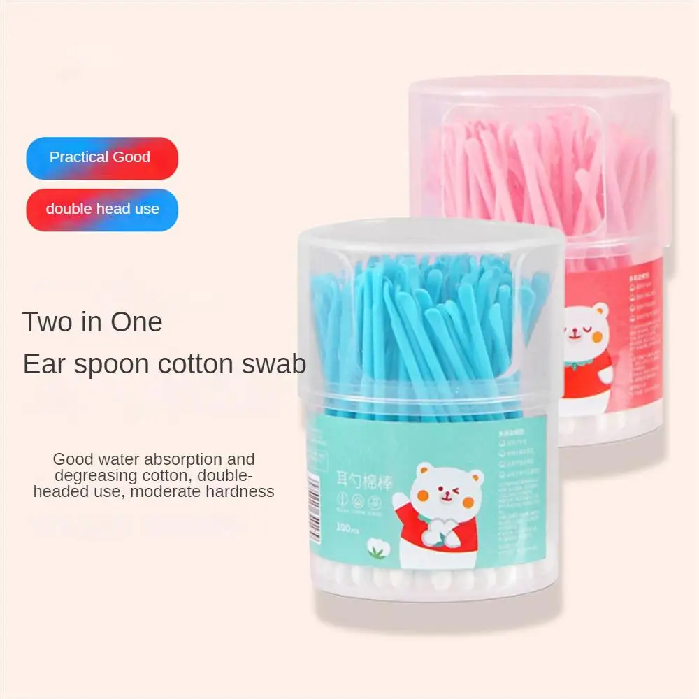 Cotton Swab Ear Scoop 2-in -1 Cotton Swab Women Makeup Cotton Buds Tip For Wood Sticks Nose Ears Cleaning Health Care Tools