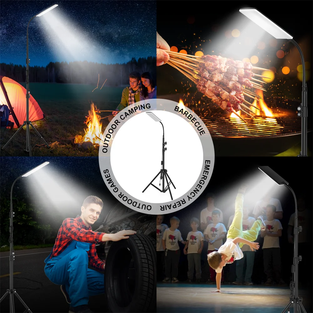 Portable Flood Light USB 84LED Camping Light 1.8m Tripod Adjustable Height Outdoor Camping Working Photography Stand Fill Light