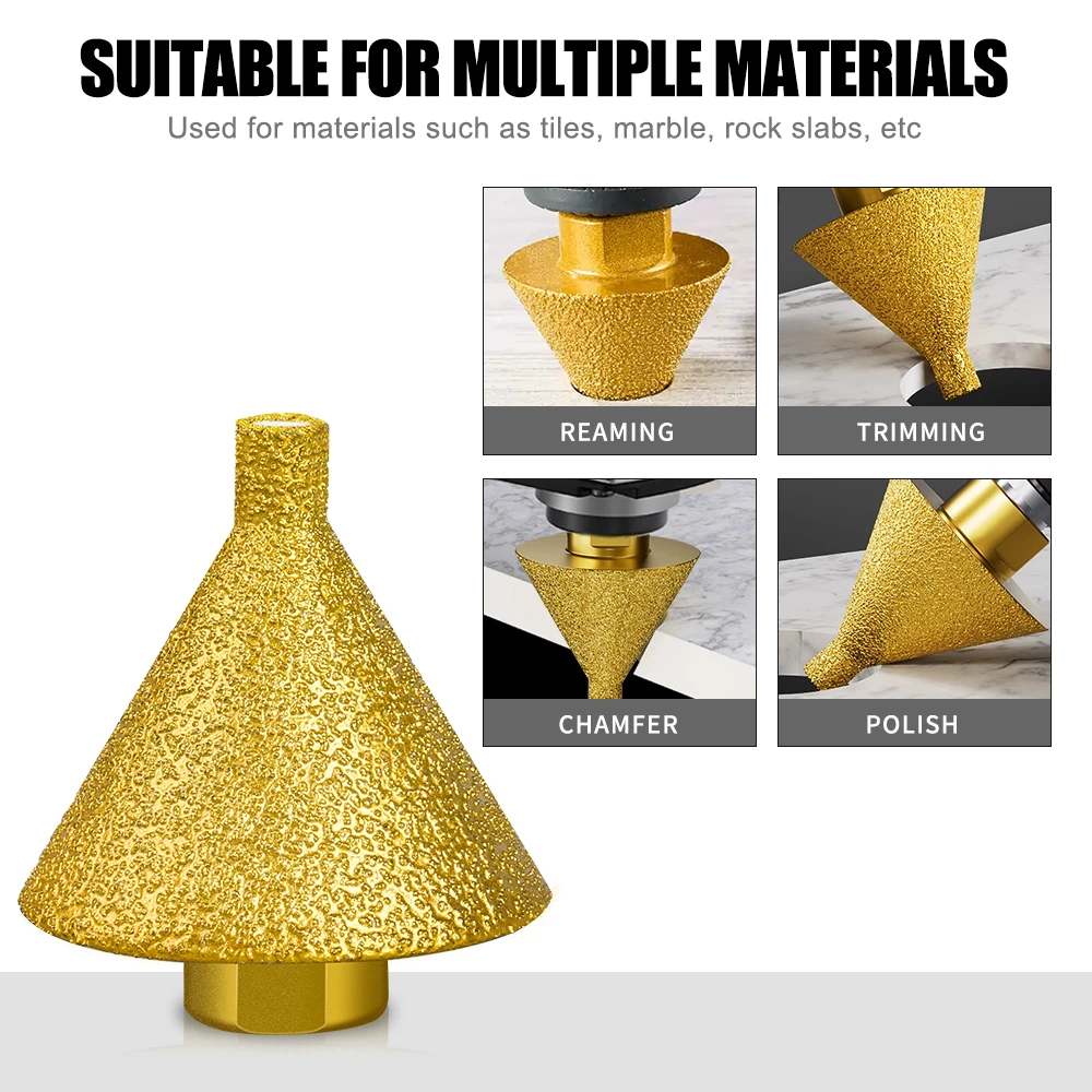 เพชร Chamfer Reaming บดขอบตัด Multi-Function Bit เปิดกระเบื้องหินอ่อนกรวยแก้วเจาะเครื่องมือแกะสลัก
