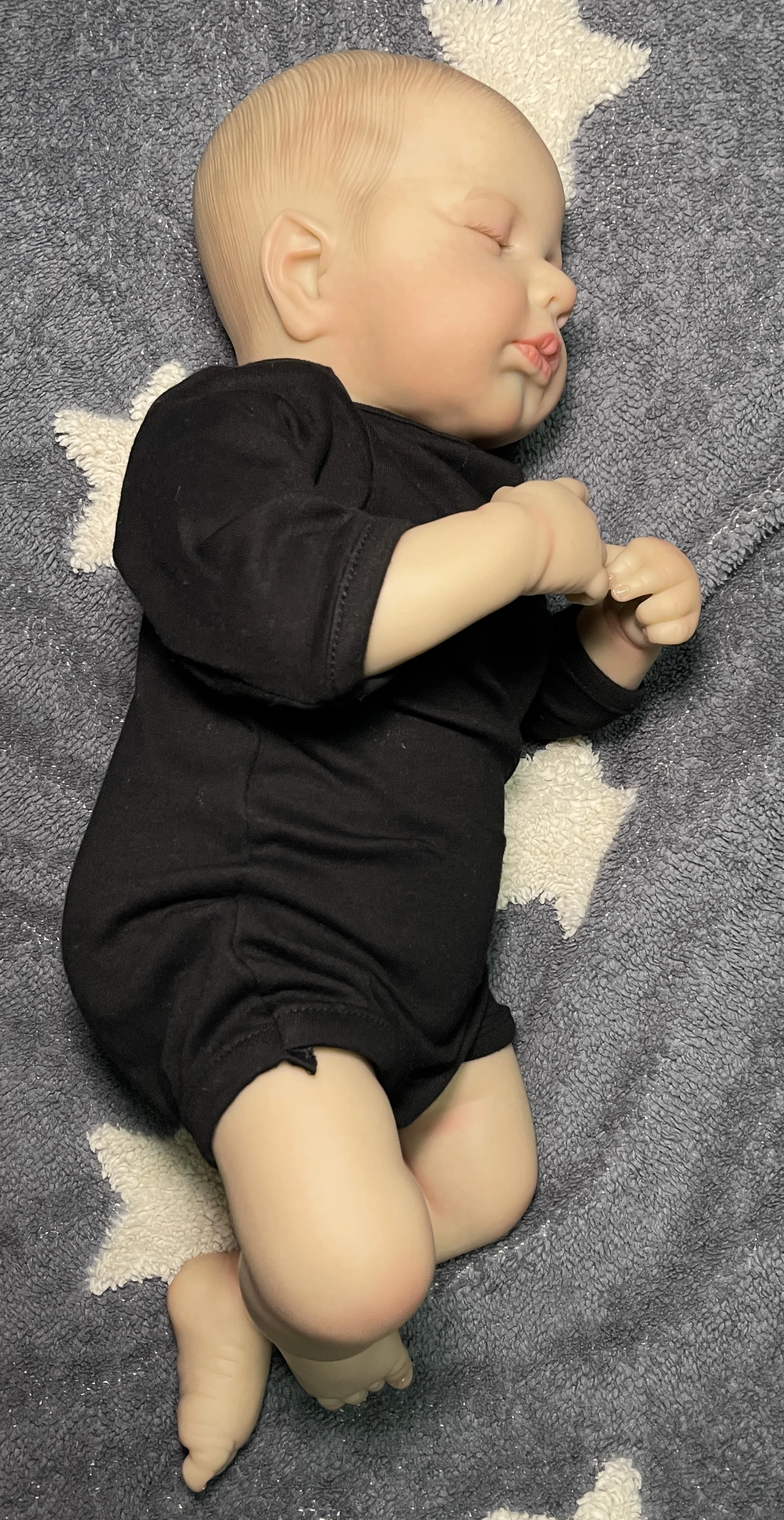 49CM 리본돌 루루 잠자는 신생아 크기 남자아이 실물 같은 3D 피부, 눈에 띄는 정맥, 고품질 수제 인형 장난감