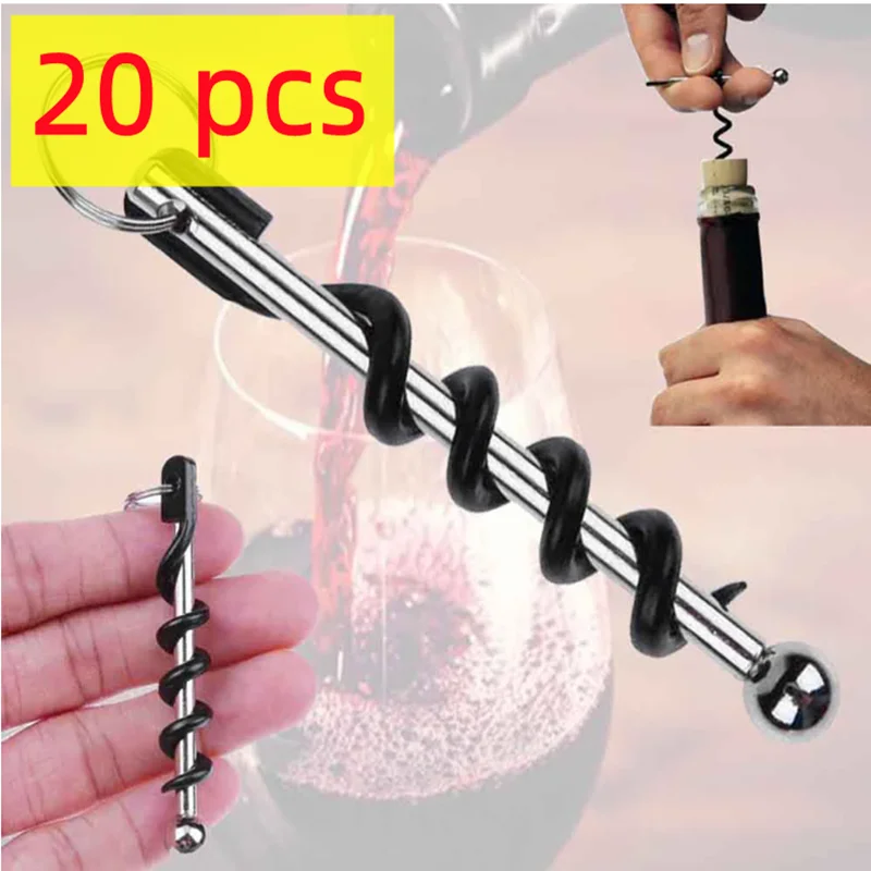 20 Pcs Mini Wine Opener Corkscrew Stainless Steel Cork Remover Portable With Keychain Wine Bottle Opener Kitchen Accessories