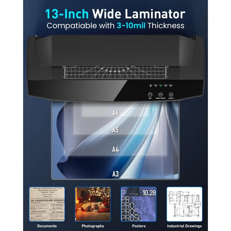 

Многофункциональный ламинатор 12 в 1 для дома и коммерческого использования, для фото и документов, с быстрым предварительным нагревом.