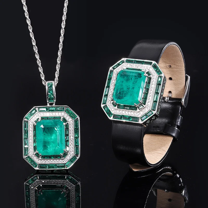 

genuine real Luxury jewels Autumn and winter new S925 full body silver Tiktok simulation grandmother green square brand luxury j