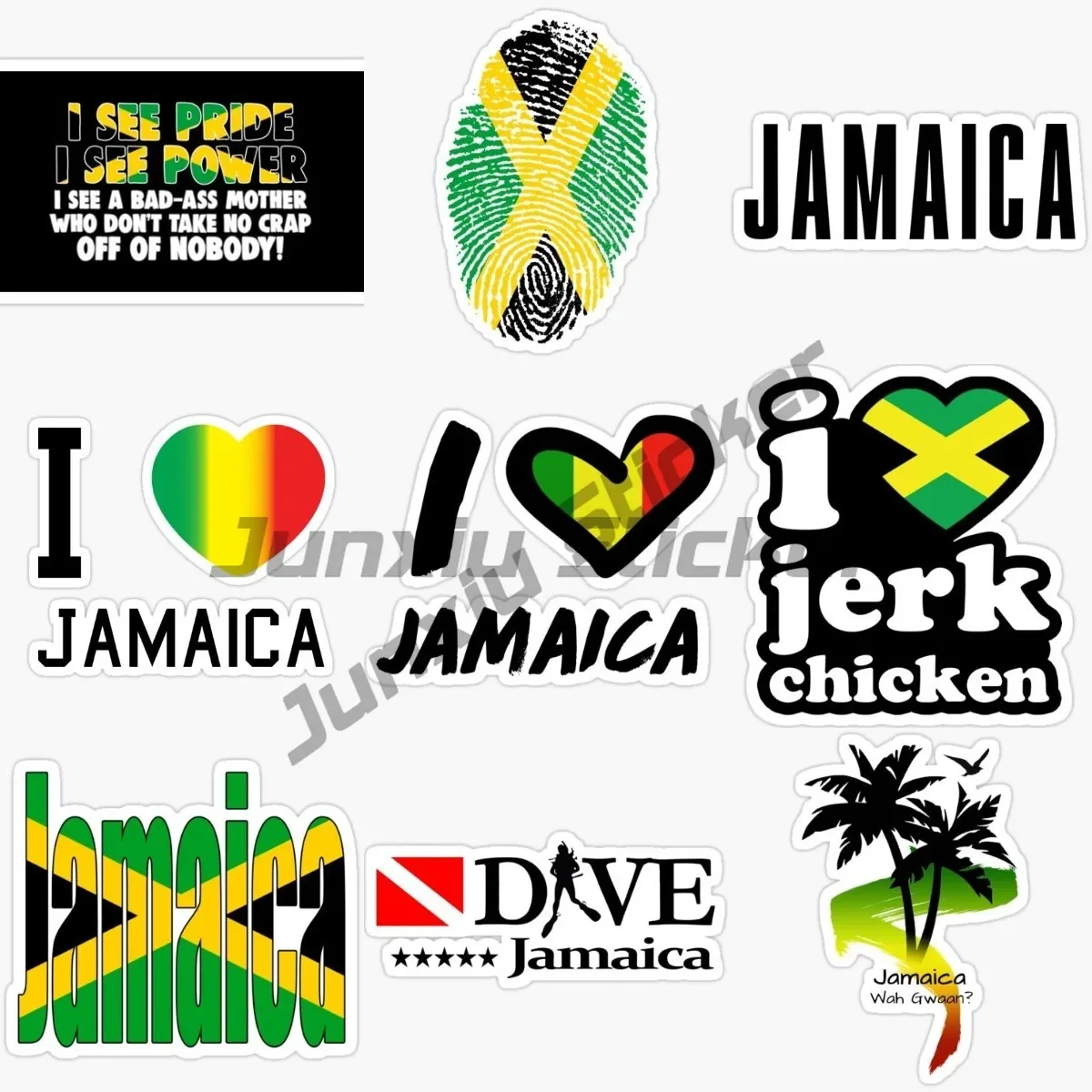 

Creative JA I Love Jamaica Stickers National Badge Map Decal Self Adhesive Vinyl Decal Car Assessoires