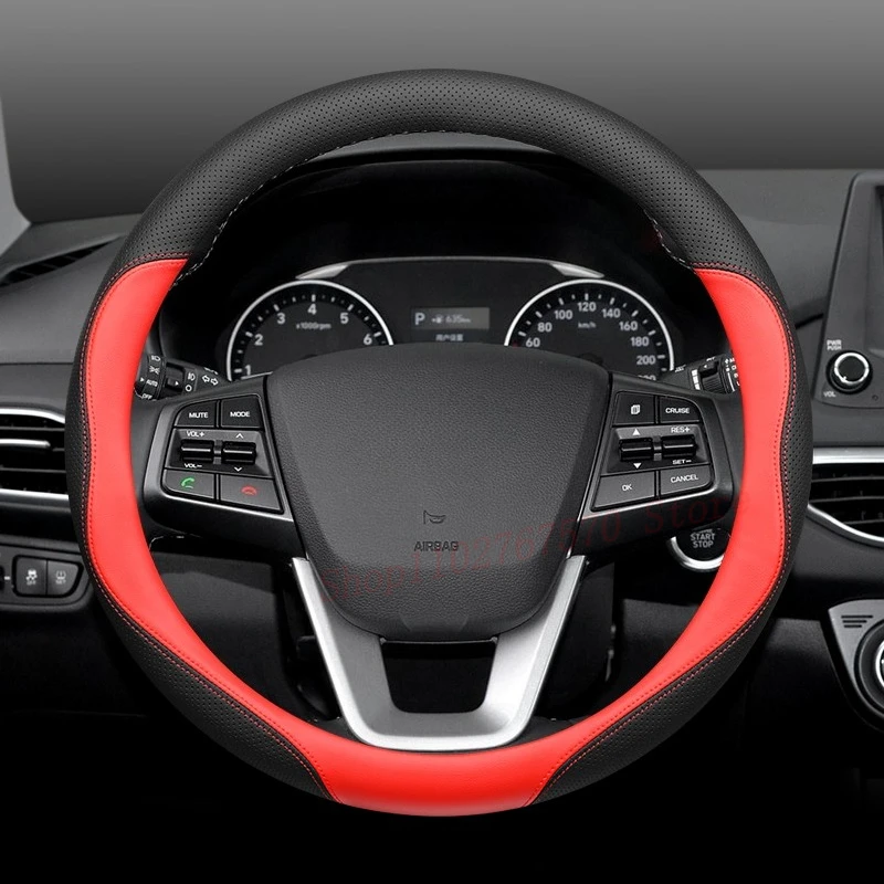 

Для Hyundai Elantra Tucson Santa Fe Misto Nappa кожаный чехол на руль, нескользящий четырехсезонный универсальный автомобильный аксессуар