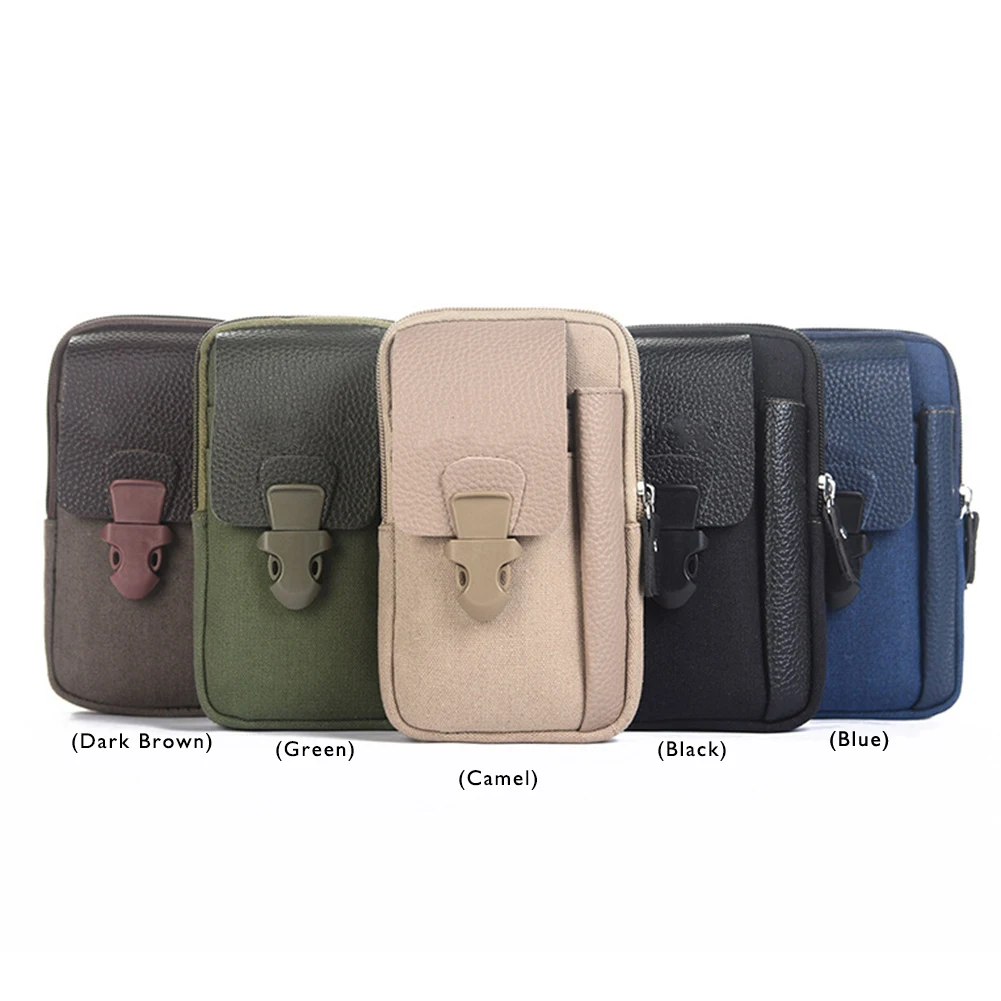 

Men Business Waist Packs Canvas Casual Fanny Bum Bag Sports Mobile Phone Pouch