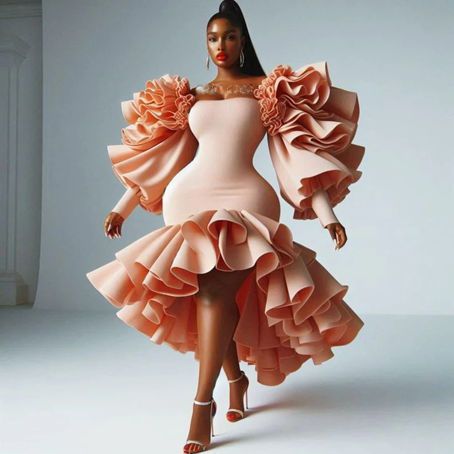 Coral Color Puffy R…