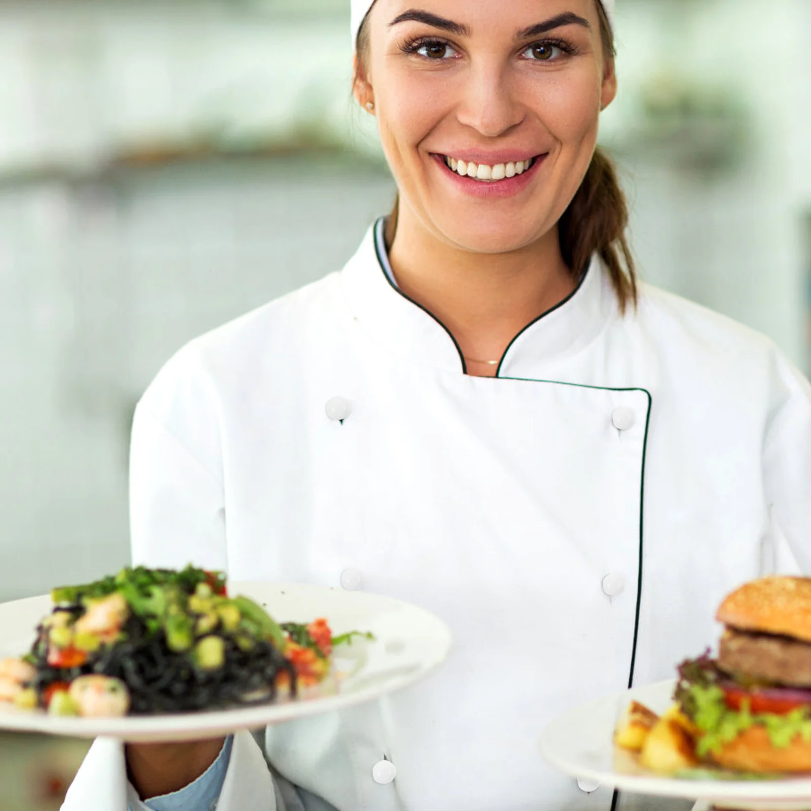 

100 Pcs White Buttons Decorative Resin Rose Sewing Clothes for Replacement Handmade Clothing Plastic Chef Coat Stud Round