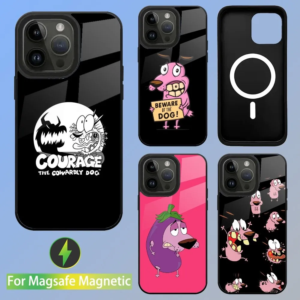 Cartoon C-Courages Cowardlys Dog Phone Case For iPhone 15,14,13,12,11,Plus,Pro,Max Mini Magsafe Magnetic Wireless Charging