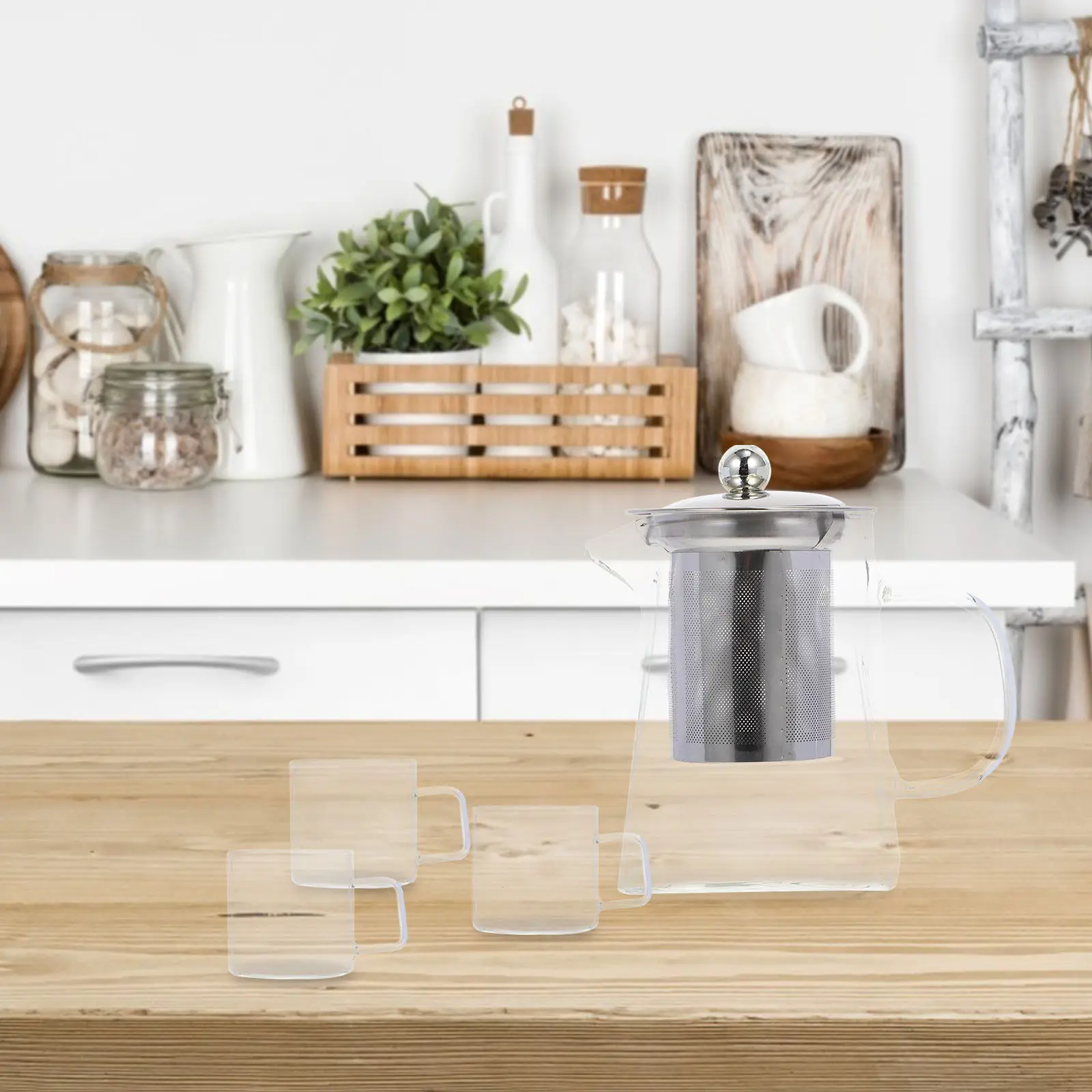 

Glass Teapot Set Assorted Color Heat Resistant Tea Kettle Filter Useful Teapot Cups Perfect Tea Brewing Gift Creative Teaware